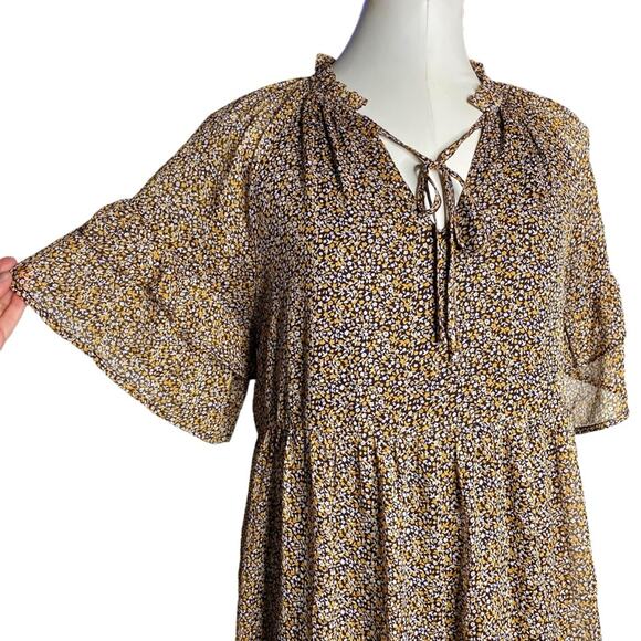 Lulus Babe Date Black Floral Print Tiered Short Sleeve Babydoll Dress - Picture 6 of 11